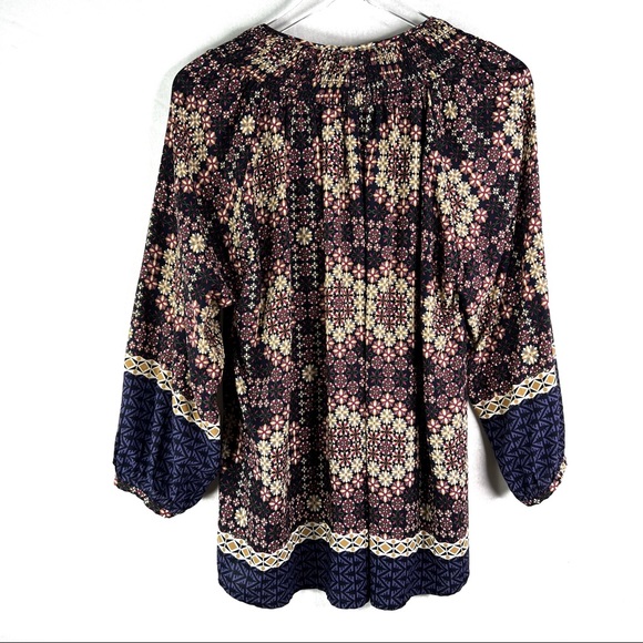 Anthropologie 111 Tylho Kay Popover Blouse Top Boho Peasant Balloon Sleeve Print - Picture 4 of 6